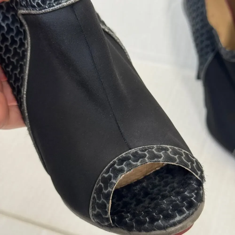LAMB Black Leather Peep Toe Pumps Heels Womens 9.5 Stilettos Luxury Shoeties
